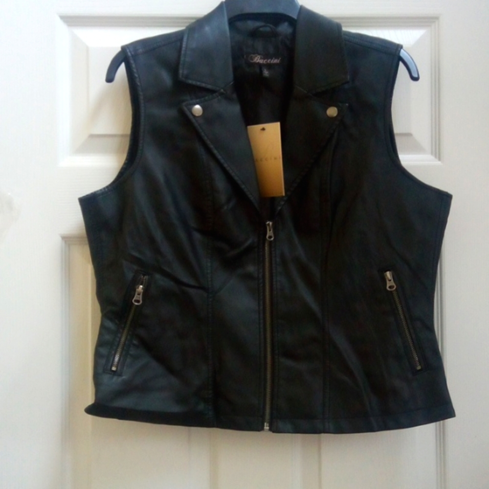 Black leather vest